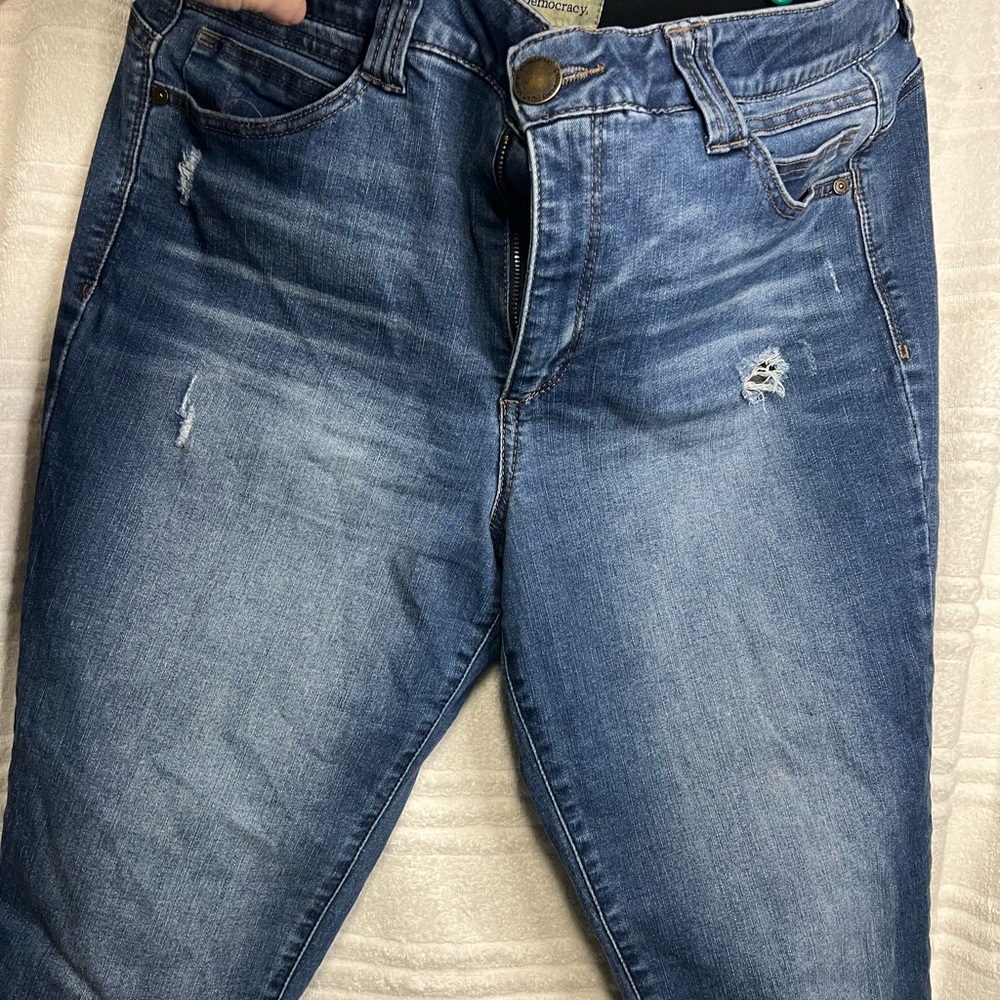 Distressed Blue Jeans